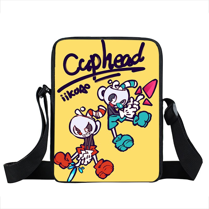 funny cuphead / mughead print small shoulder bag women handbag mens crossbody bags Adult book bag student messenger bags: xkbcuphead02