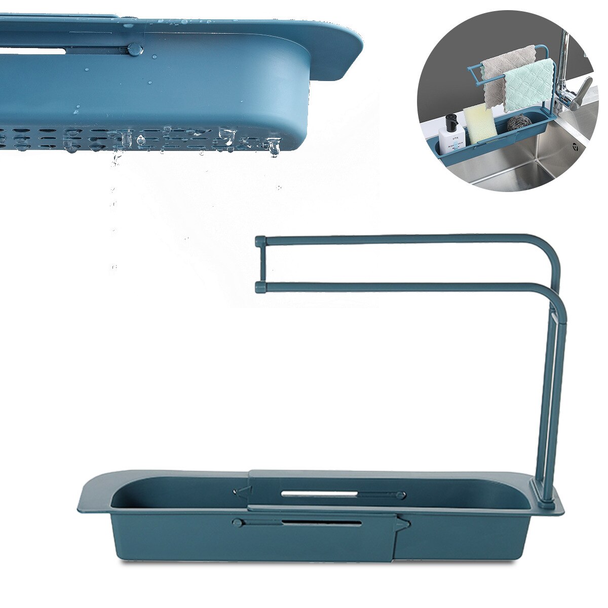 Drain Rack Telescopic Sink Shelf Kitchen Sinks Organizer Soap Sponge Holder Sink Storage Basket Kitchen Gadgets Accessories