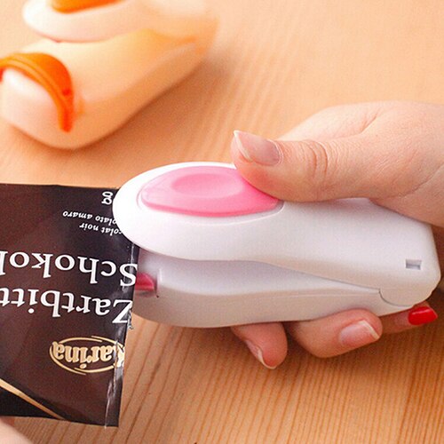 1 stk mini varme super forsegler tettere praktisk bærbar elektrisk forseglingsmaskin varmeverktøy rosa kjøkken bruk