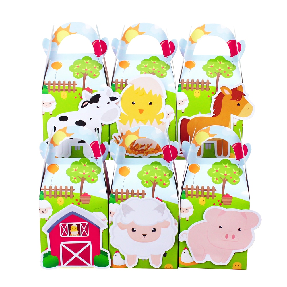 Farm Animal Favor Box Candy Box Box Kids Verjaardagsfeestje Supplies Decoratie Farm Party Event Feestartikelen