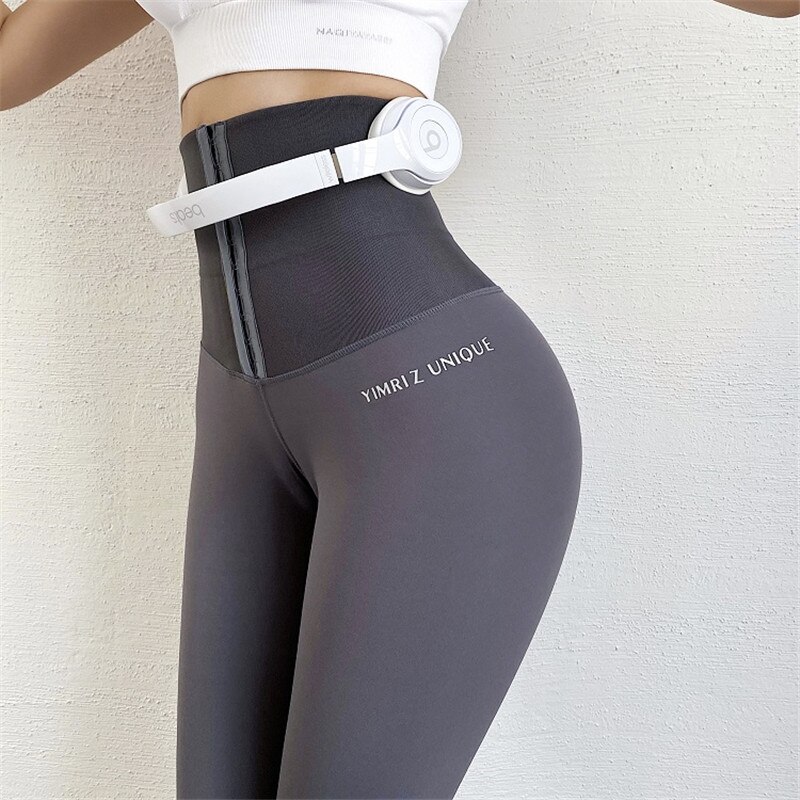 High Waist Body Building Fitness Legging Stretch Tights Body Shaping Trousers Running Leggings Workout Training Pants Firm Thin