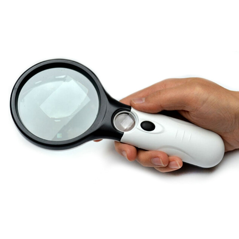 Handheld Vergrootglas Glazen Lens Met LED Licht 45X Vergroting Lezen Fijn Werk