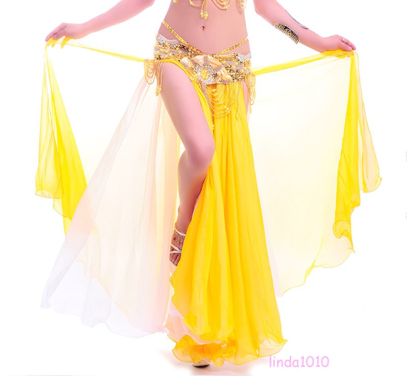 bellydancing skirts belly dance skirt costume training dress or performance -6002: White Yellow