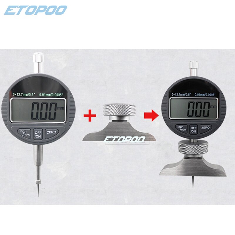 0-12.7Mm 25.4Mm Digitale Wijzerplaat Diepte Gage Met Harden Lichtmetalen Meetkop Dial Meters Diepte Indicator Meten instrument