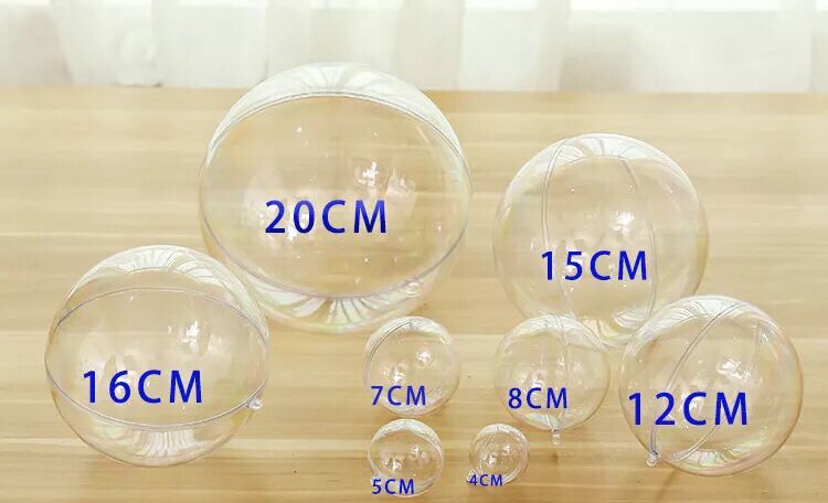 1pcs 20cm Acrylic Transparent Ball Clear Plastic Ball for Wedding Candy Box Favors Bag Year Christmas Tree Decor