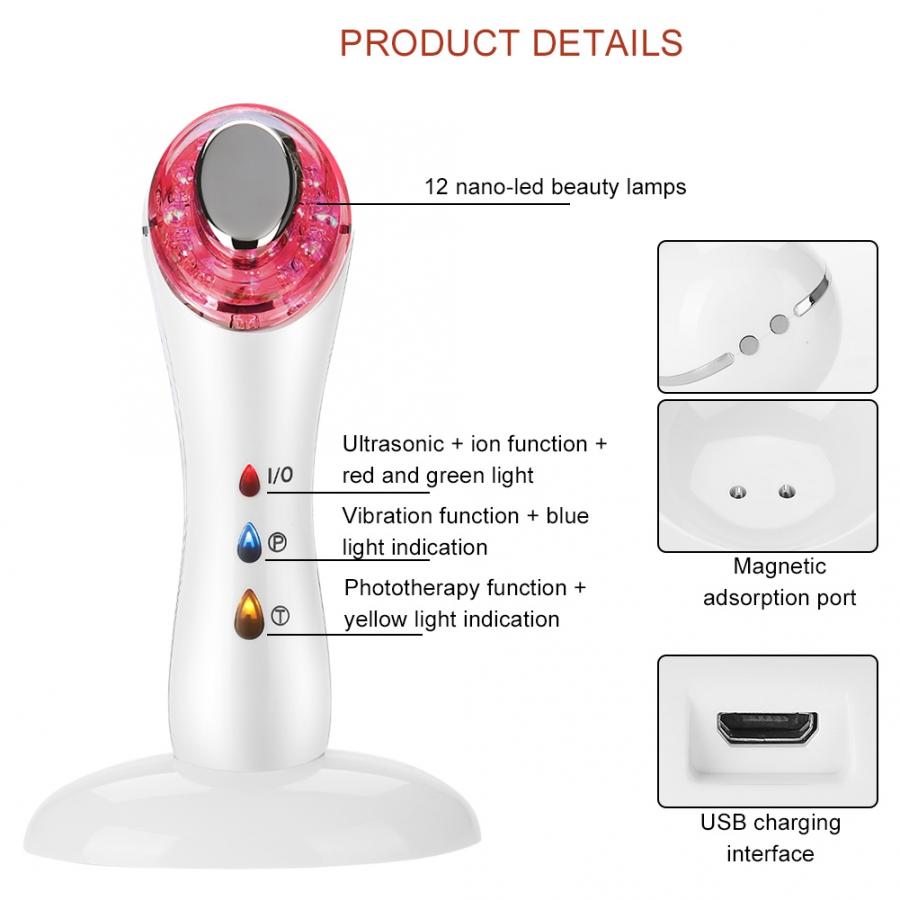 5 In 1 Multifunctional Ultrasonic Beauty Machine Photon Therapy Wrinkles Removing Facial Skin Care Machine