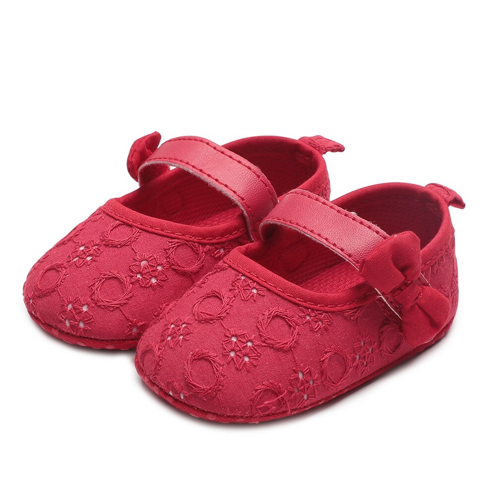Baby pige afslappede sko bomuld krybbe sko blød sål pre-walker sko spænde hæklet loafer småbørn første rullator prinsesse fodtøj