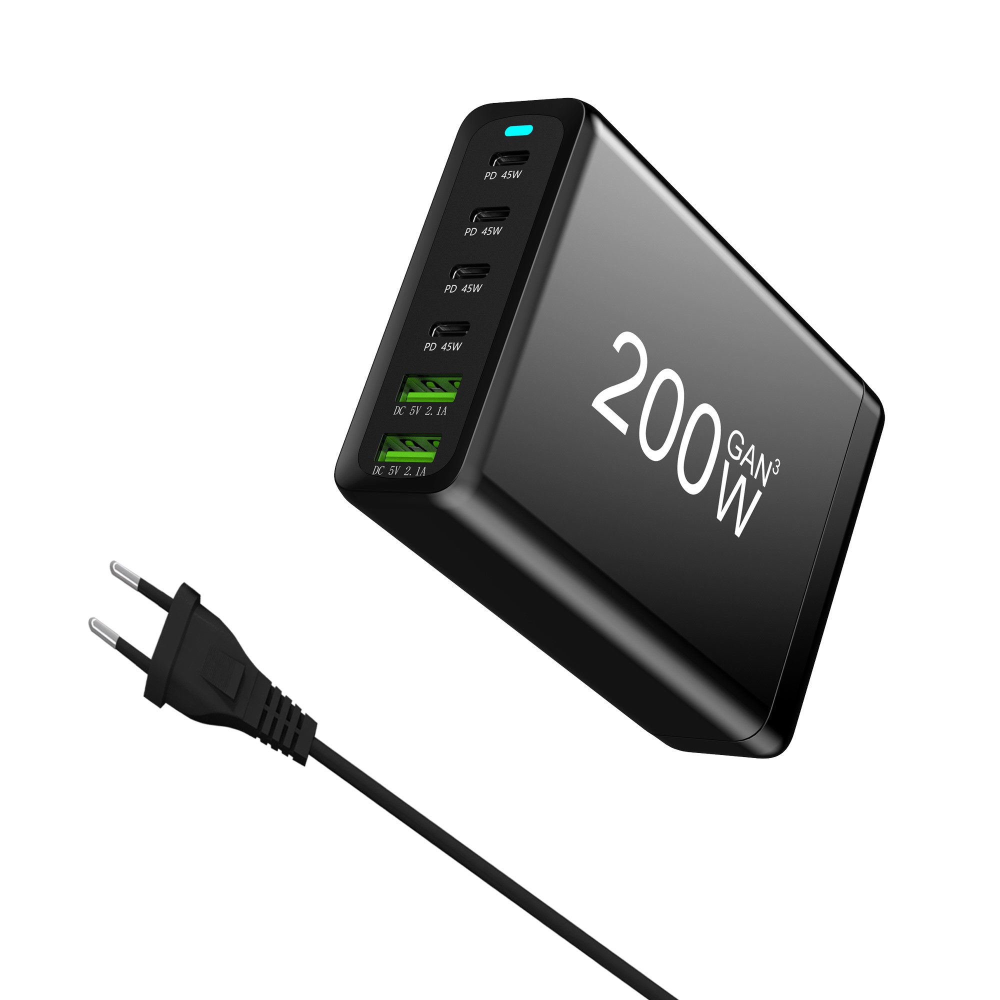 120w 200w gan oplader 6 poorten usb type c pd oplader snellader 3.0 usb type c snellader mobiele telefoon usb oplader: Es