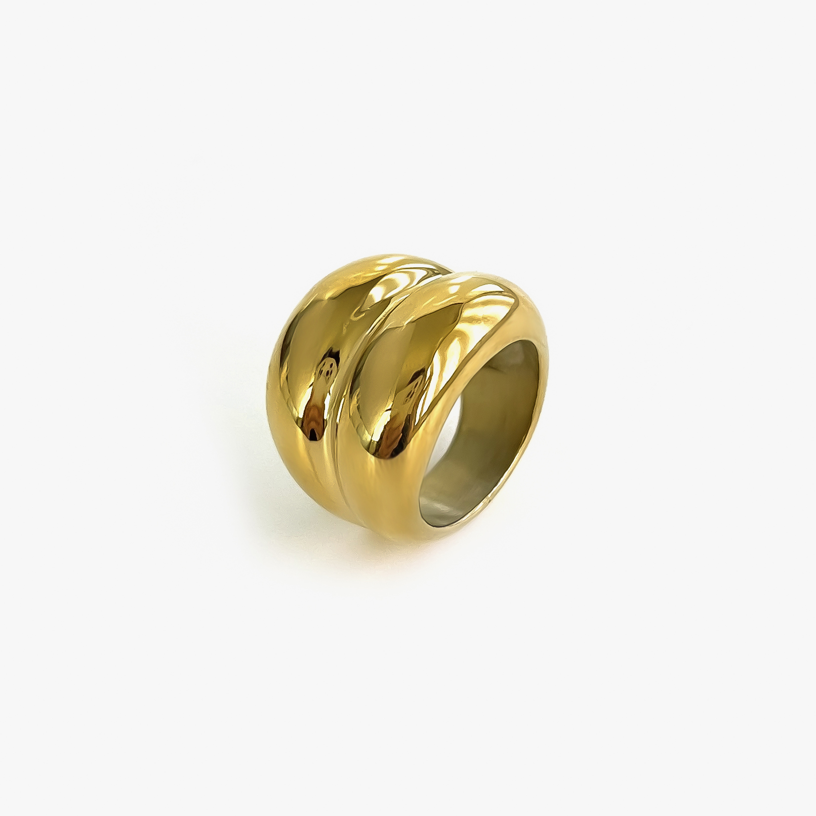 Peri'sbox-anillos gruesos anchos de doble capa de acero inoxidable Punk de para mujeres y hombres, joyería de de impermeable Unisex: 8 / Oro