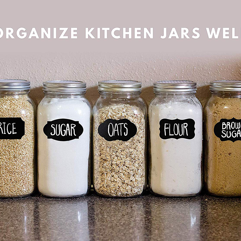 96 Stks/set Diy Pvc Uitwisbare Wit Blackboard Sticker Waterdicht Eenvoudig Schrijven Sticker Keuken Tag Label Sticker Voor Jar