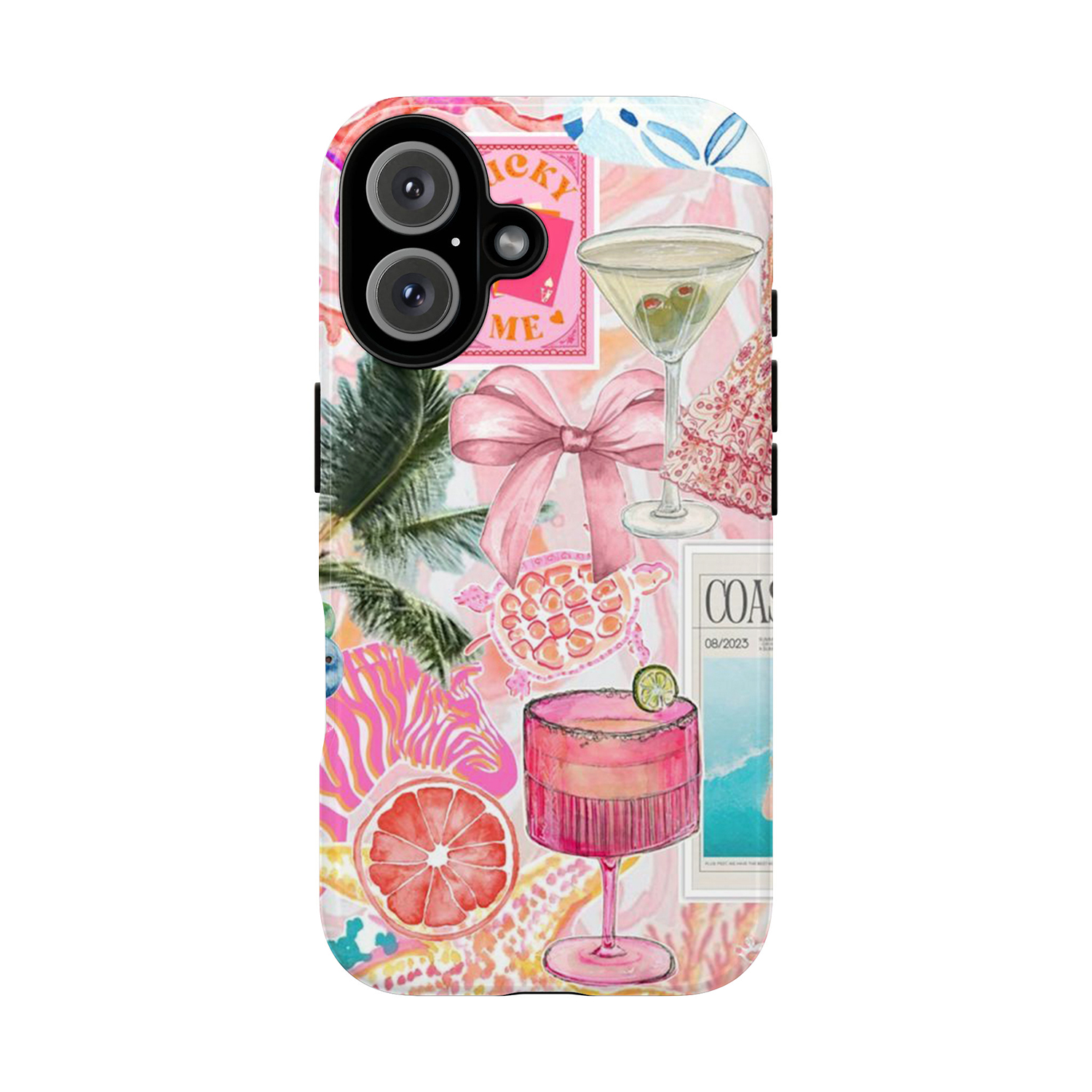 Custodia per telefono Summer Food Pink Collage per Iphone 16 15 14 13 12 11 Pro Max 13Mini 12Mini XSMAX XR X 7 8 Plus
