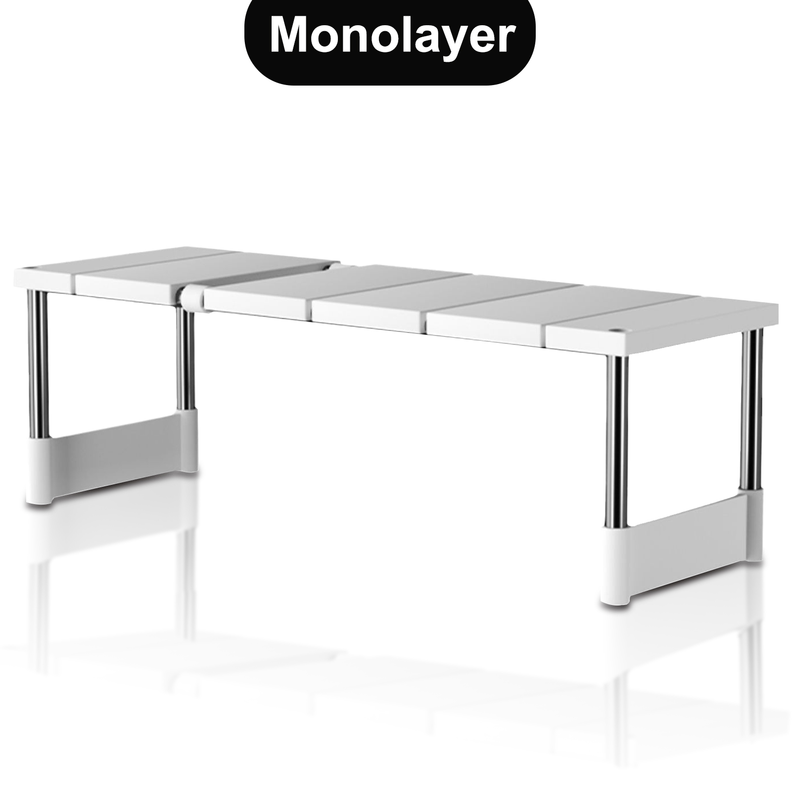 Shelf Under The Sink Stackable Cabinet Stainless Steel Counter Shelves Adjustable Kitchen Multifunction Telescopic Storage Rack: black