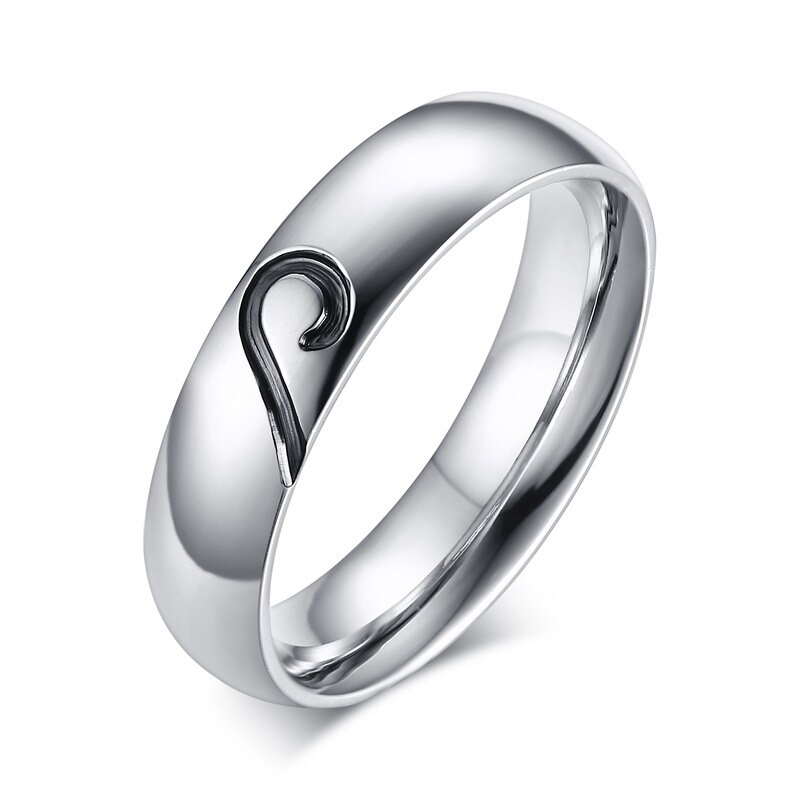 Vnox Couple bague pour femmes hommes coeur acier inoxydable promesse bijoux: 12 / 1 piece for men