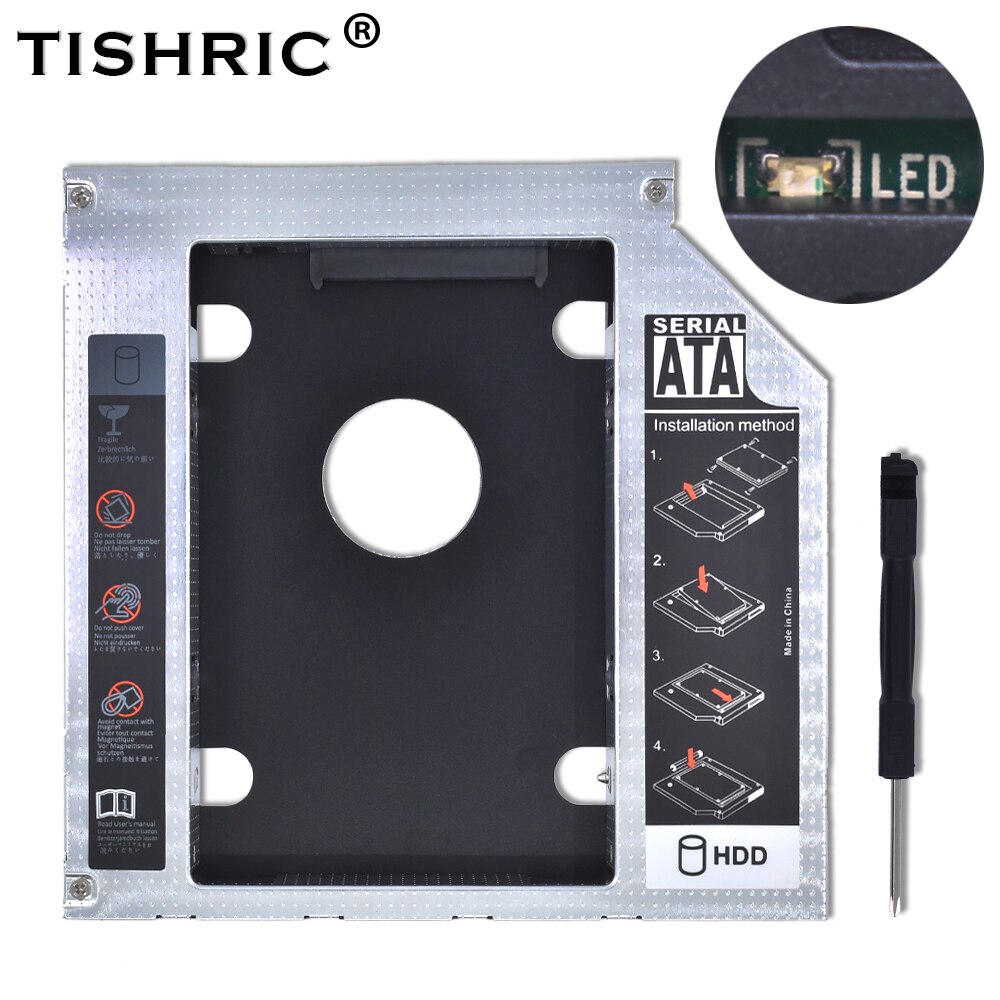 Tishric Universele Aluminium Adapter Dvd Hdd 9.5Mm Sata 3.0 Hdd Caddy Met Led Harde Schijf Behuizing Voor Laptop DVD-ROM oneven Optibay: Default Title