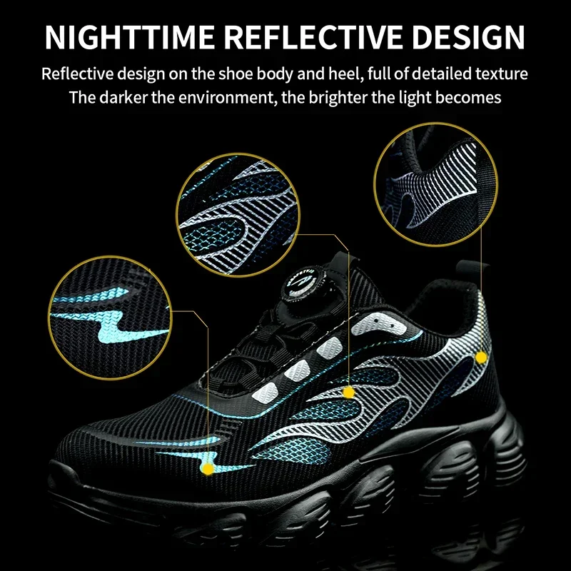 Rotating Button Work Safety Shoes Men Reflective Steel Toe Shoes Indestructible Work Sneakers Protective Safety Boots Size 47 48