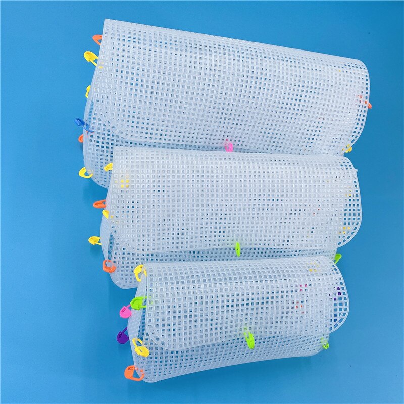 5 Pcs Chenille Linie Woven Tasche Kreuz Stich Kunststoff Mesh Stück Woven Tasche Vorlage Material Tasche Verschiedene Größen DIY Tasche zubehör