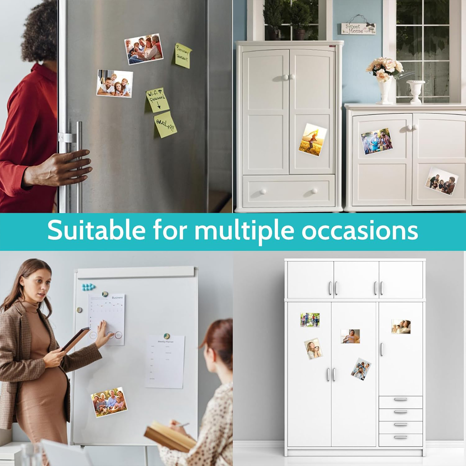 4 x 6 " tommer 5- pak magnetisk billedramme, magnetisk ramme med hvid kant, magnetiske fotorammer til køleskab, genanvendelige