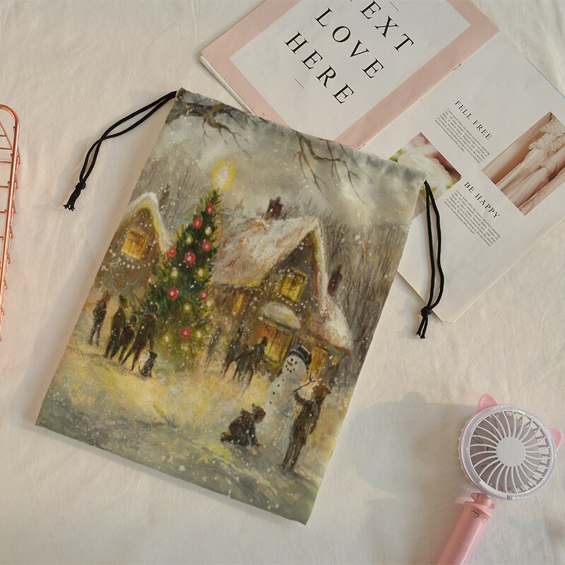 De zak vrolijke kerst print tas kerst trekkoord tassen dames multi-stijl reisrugzak wolesale