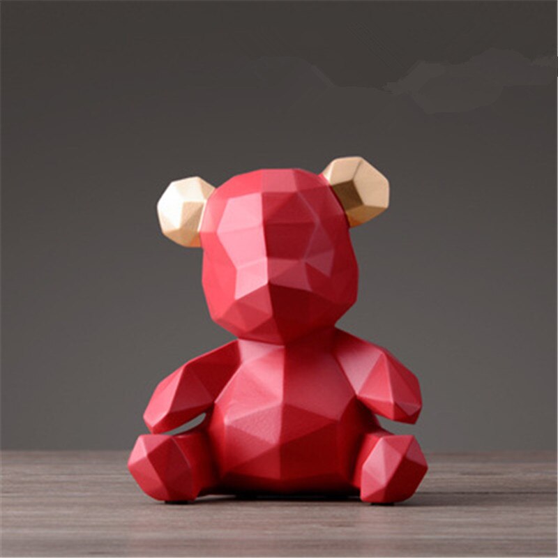 Bære origami statue geometri dyr kunst skulptur harpiks kunstværk stue indretning  l2986: Burgunder