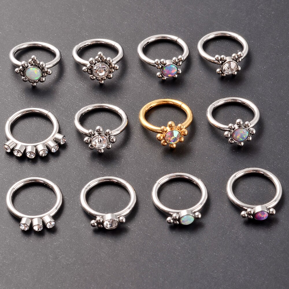 Anelli Per Piercing Setto E Cartilagine, In Acciaio Chirurgico, Con Zirconi, Dimensione 8 Mm - NUOVI - Foto 3