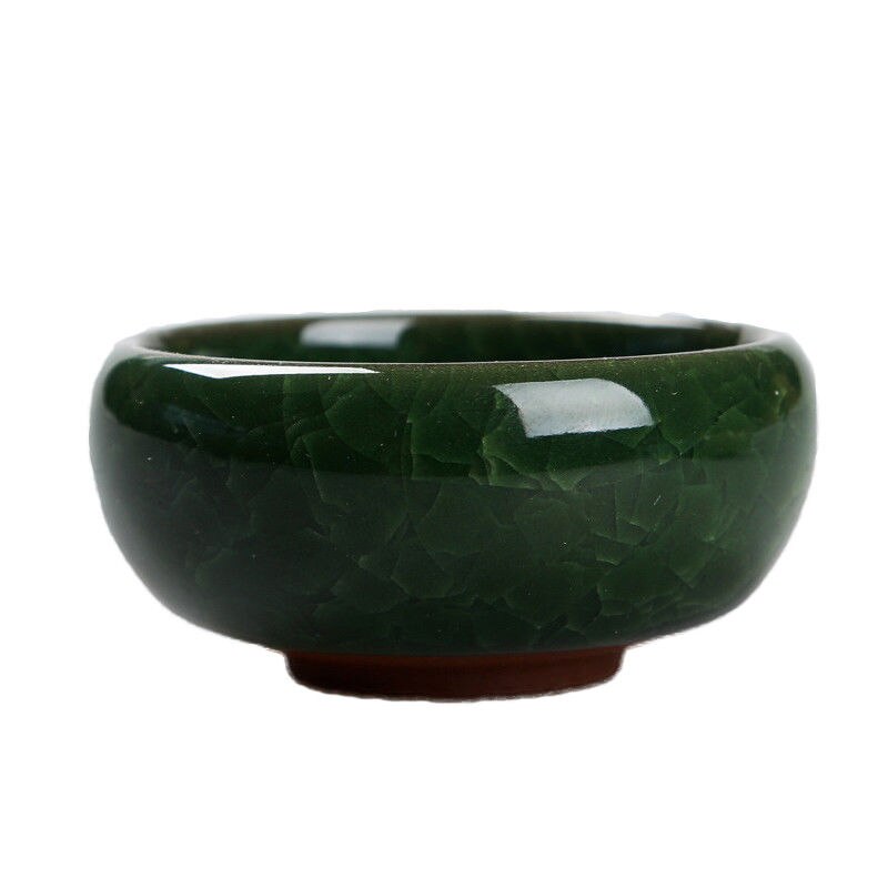 Maceta de cerámica vidriada con grietas, planta de macetas flor suculenta, maceta para hogar, oficina, escritorio, planta de decoración: dark green