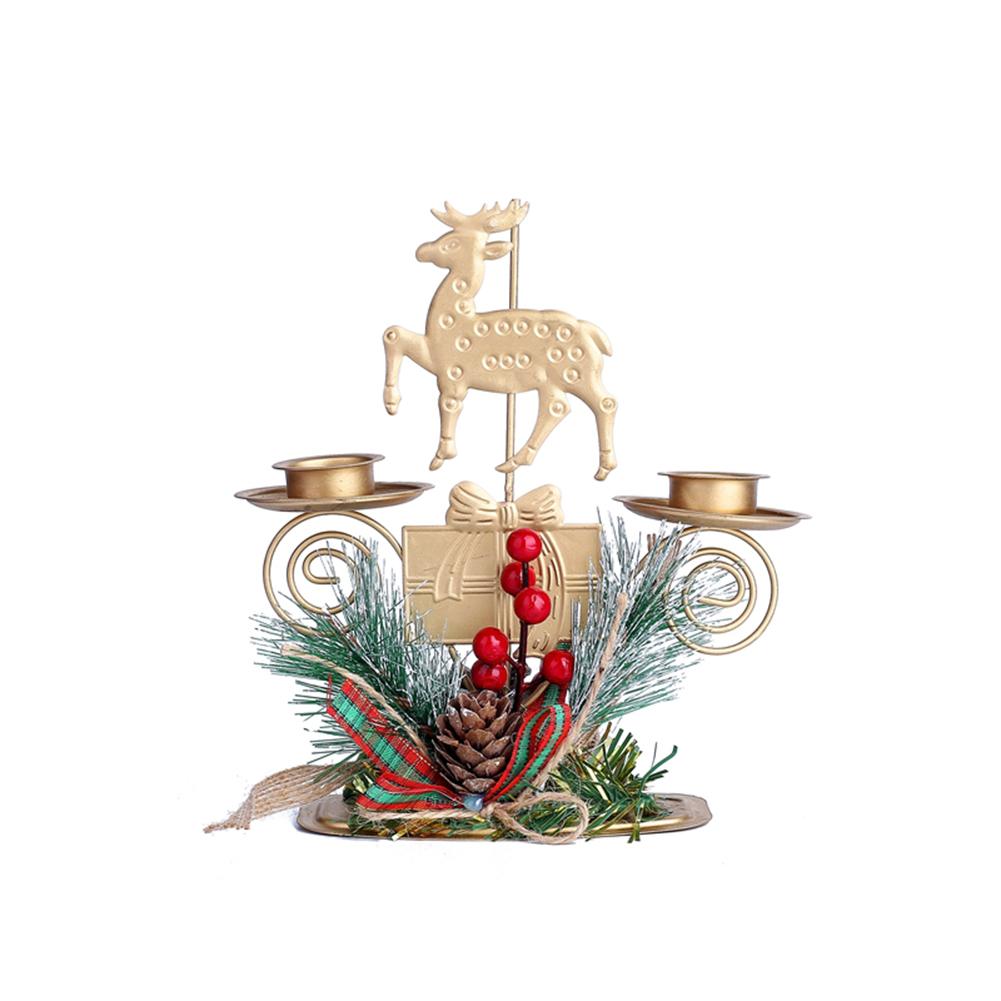 Christmas Candlestick Iron Candle Holder Star Snowflake Desktop Ornament Festival Party Supplies: B