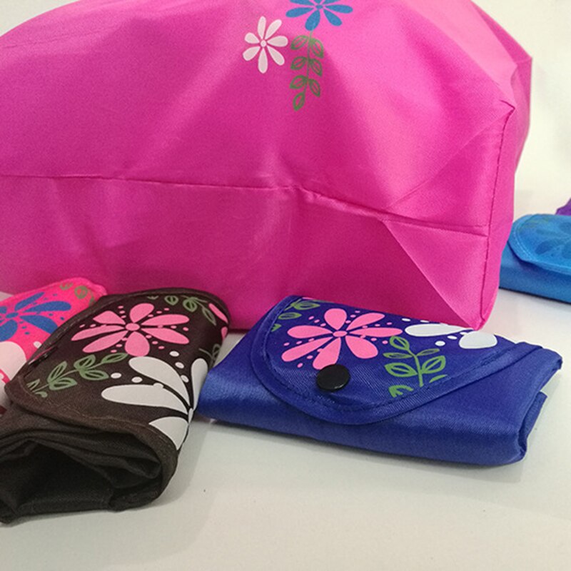 Sac à provisions d'impression de fleur pliant le sac à main réutilisable portatif de tissu d'oxford réutilisent les sacs d'épicerie d'organisation à la maison