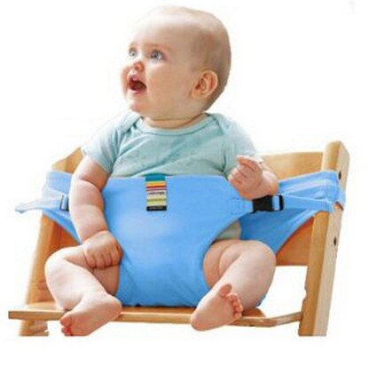 Babystol sikkerhedssele bærbart sæde frokost spisestue sæde stretch wrap fodring sele baby booster стульчик для кормления: Blå