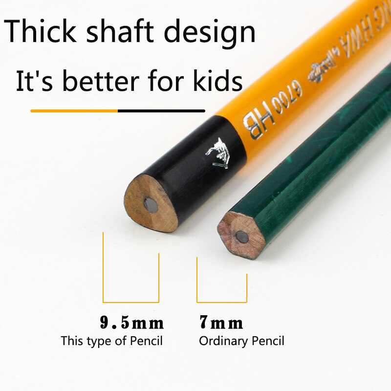12PCS China Brand Big Triangle Pencil Children's Corrective Grip Posture HB Thick Rod Kindergarten Primary School Pupils Practi