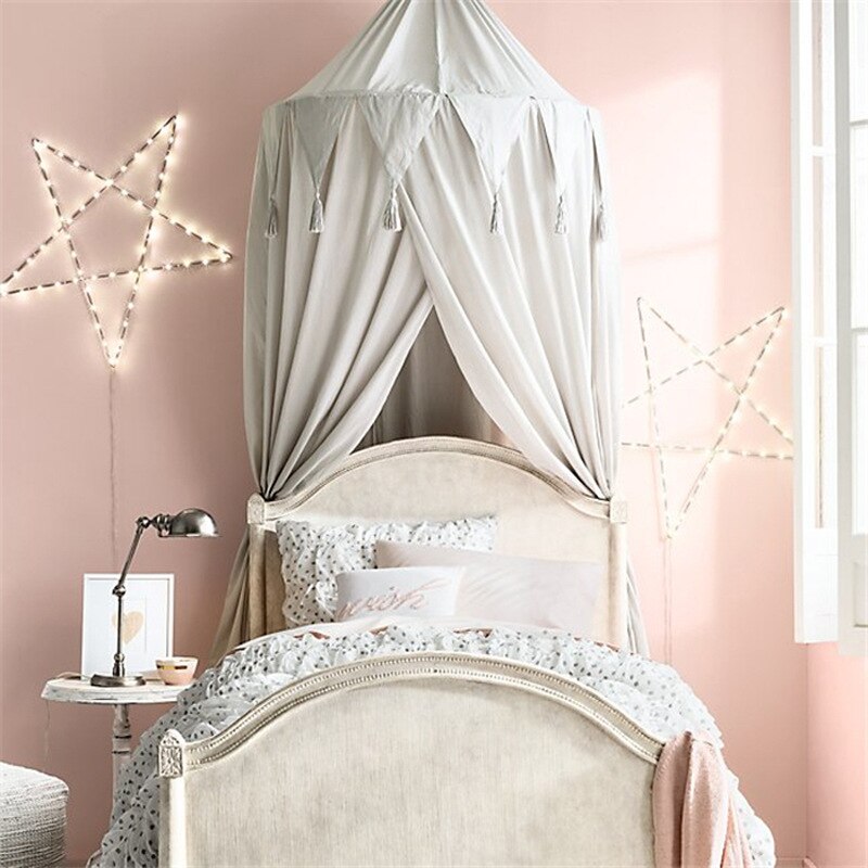 Europese En Amerikaanse Stijl Chiffon Kant Kwastje Tent Kinderen Kamer Decoratieve Babybedje Hung Dome Klamboe