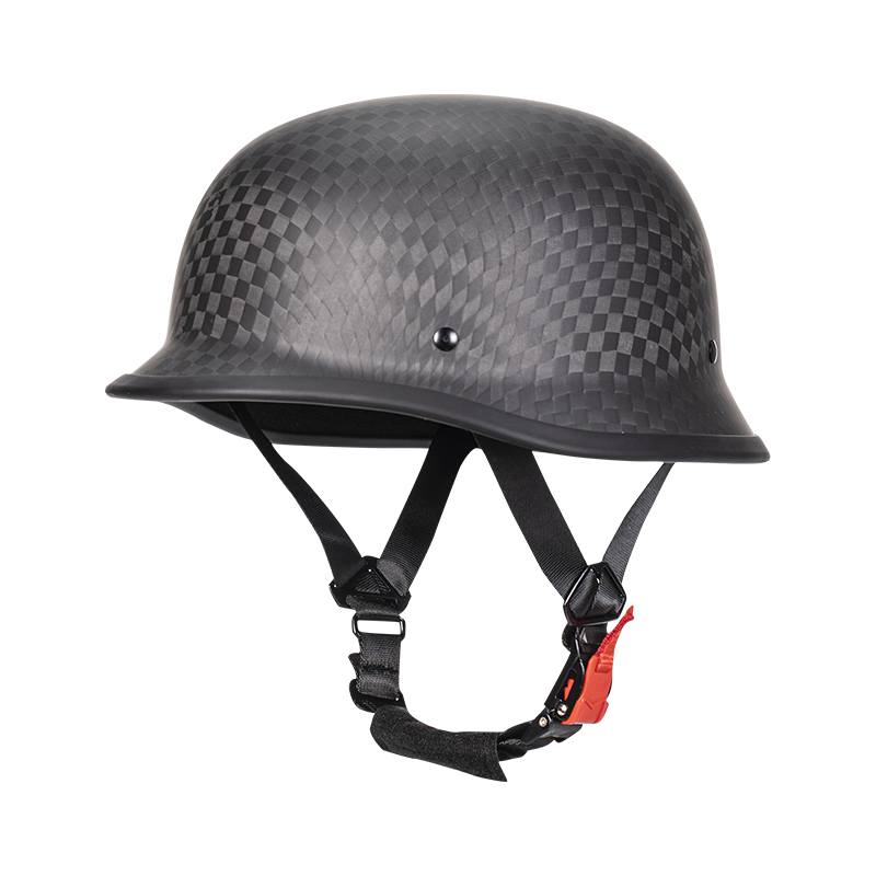 Gesmede koolstofvezel duitse soldatenhelm vintage cruise halfhelm heren motorhelm motorpedaal lichtgewicht: Blauw / Xxxl
