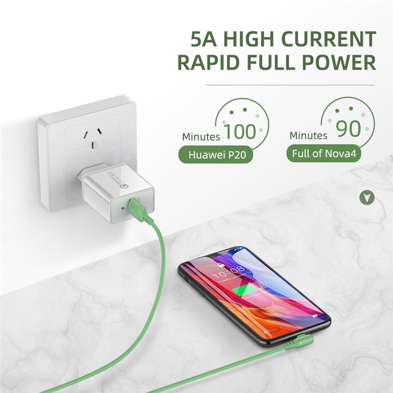 ROCK 5A USB Type C chargeur câble pour Redmi note 8 Samsung Charge rapide 3.0 USB C câble de Charge rapide USB type-c fil pour Huawei