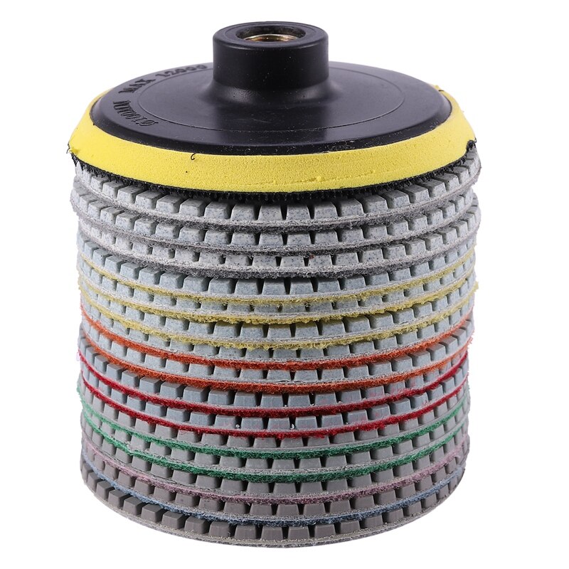16Pcs Diamond Polishing Pads Kit 4 Inch 100Mm Wet/Dry for Granite Stone Concrete Marble Polishing Use Grinding Discs Set: Default Title