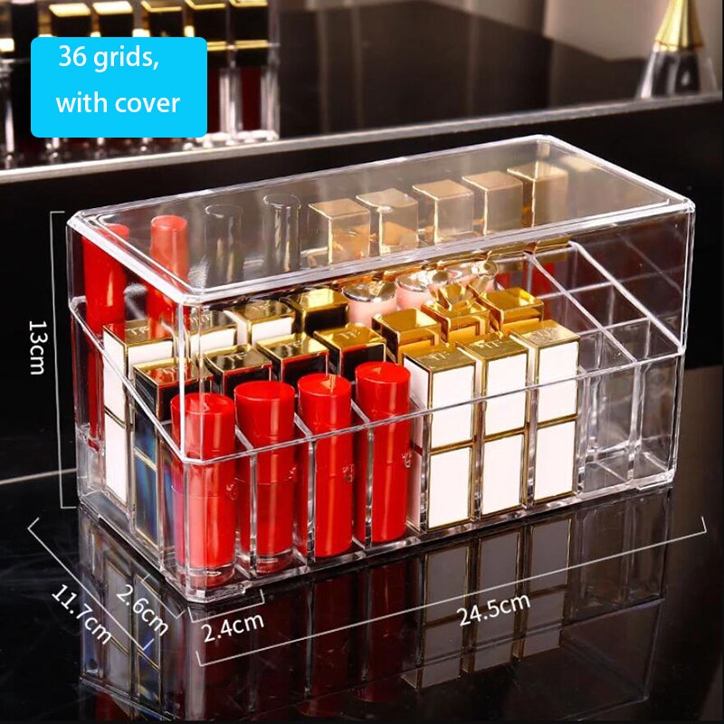Transparante Lippenstift Opbergdoos Met Deksel Acryl Cosmetische Make Holder Organizer Multifunctionele Display Case