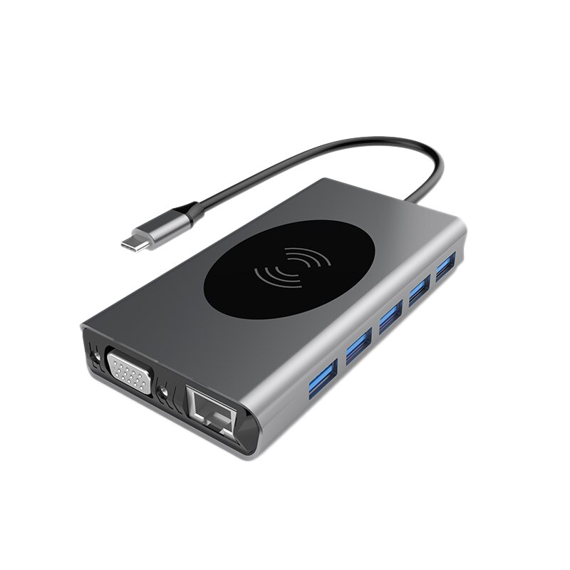 Usb C Hub 13- I -1 Type C Hub Med Ethernet 4K Usb C Til Hdmi Vga Usb 3.0 Pd 87W Sd / Tf Kortleser O Til Mac Pro