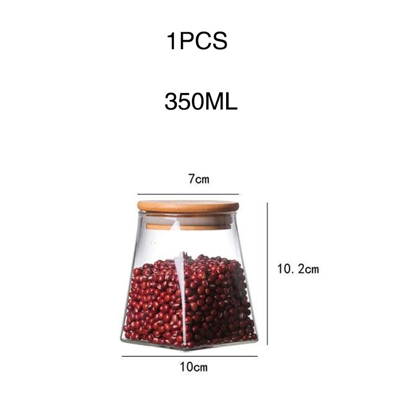 Kitchen storage box food Heat resistant glass storage can snack can high borosilicate glass can dry fruit tea storage Box: 350ML 1PCS