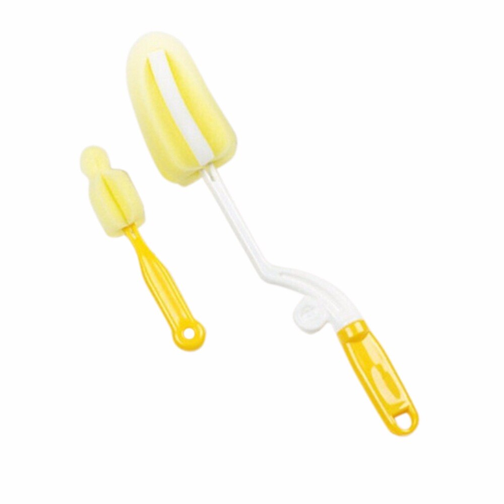 1Set 360 Degree Rotating Spin Sponge Brush Baby Kids Children Milk Feeding Bottle Nipple Cleaning Scrubber Brushes