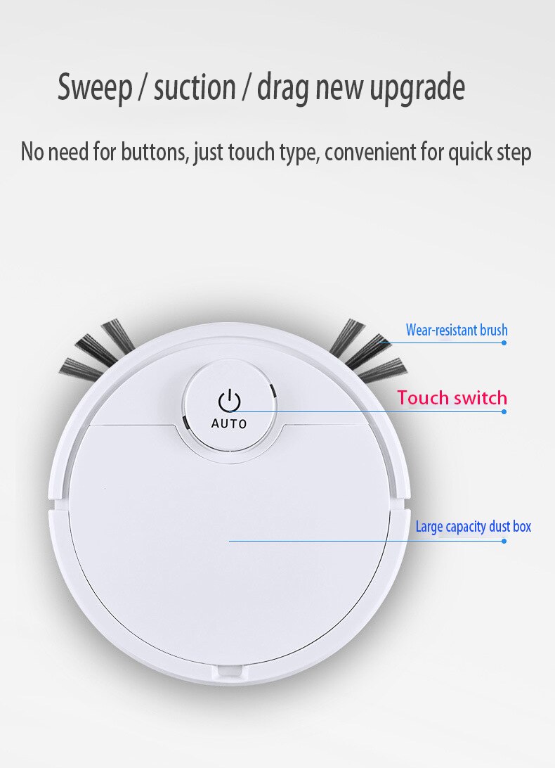 Touch switchIntelligent Lazy Robot Wireless Vacuum Cleaner Sweeping Vaccum Cleaner Robots Carpet Household Cleaning Machine