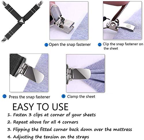 Clips ajustables para sábanas de cama, sujetadores elásticos para sábanas, tirantes para colchón, almohadilla de esquina, 4 Uds.