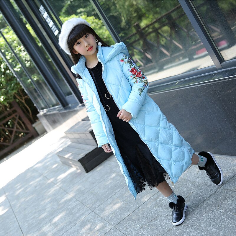 -30 ℃ Russian winter Girls cotton Outwear Coat Kids Lengthen long section coat big children thicking cotton jacket