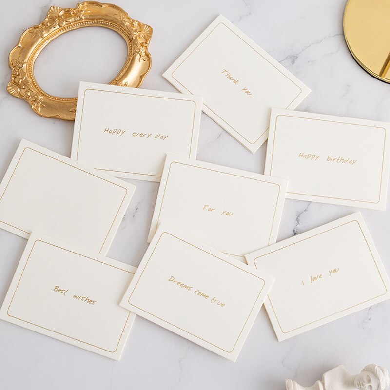 10pcs Handwriting White Simple Party Foldable Greeting Card Thank you Best Whises For You Leave a Message Letter Paper Cards