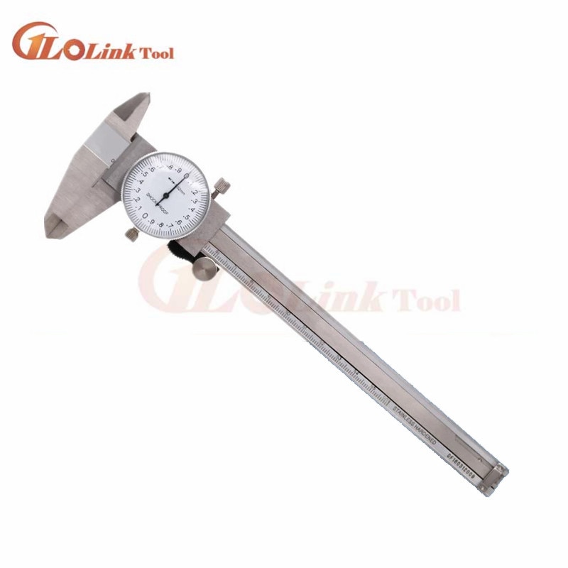 double needle 150mm 0.02mm 0.001&quot; stainless steel dial vernier caliper dial gauge plastic dial caliper meas