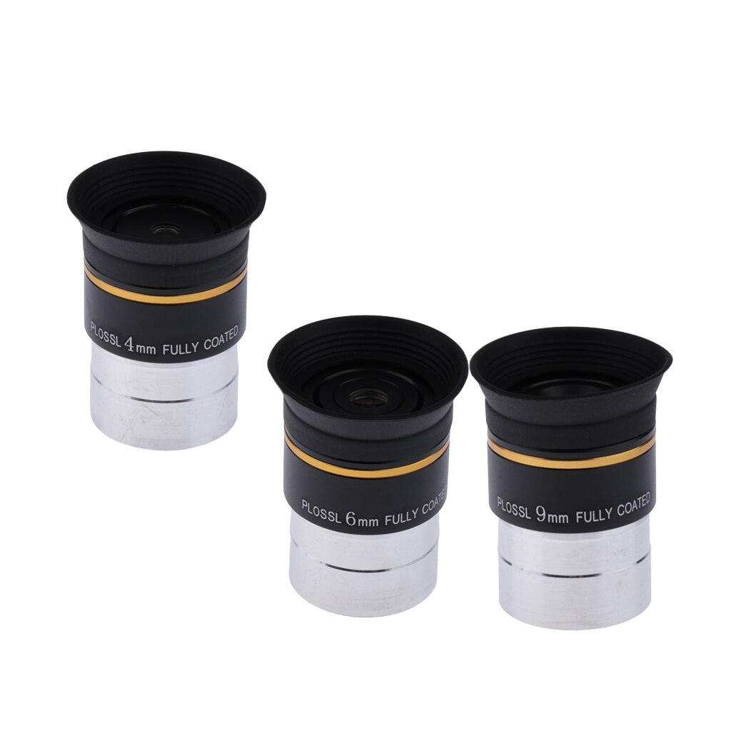 3Pc 1.25" Plossl PL Eyepiece Fully HD Coated Lens for Astronomical Telescope