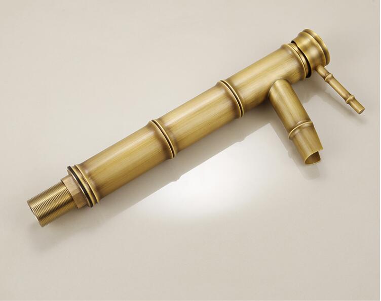 Lottin Wastafel Kraan Antiek Messing Bamboe Stijl Kraan Vintage Brons Afwerking Koper Sink Kraan Enkele Handgreep En Col