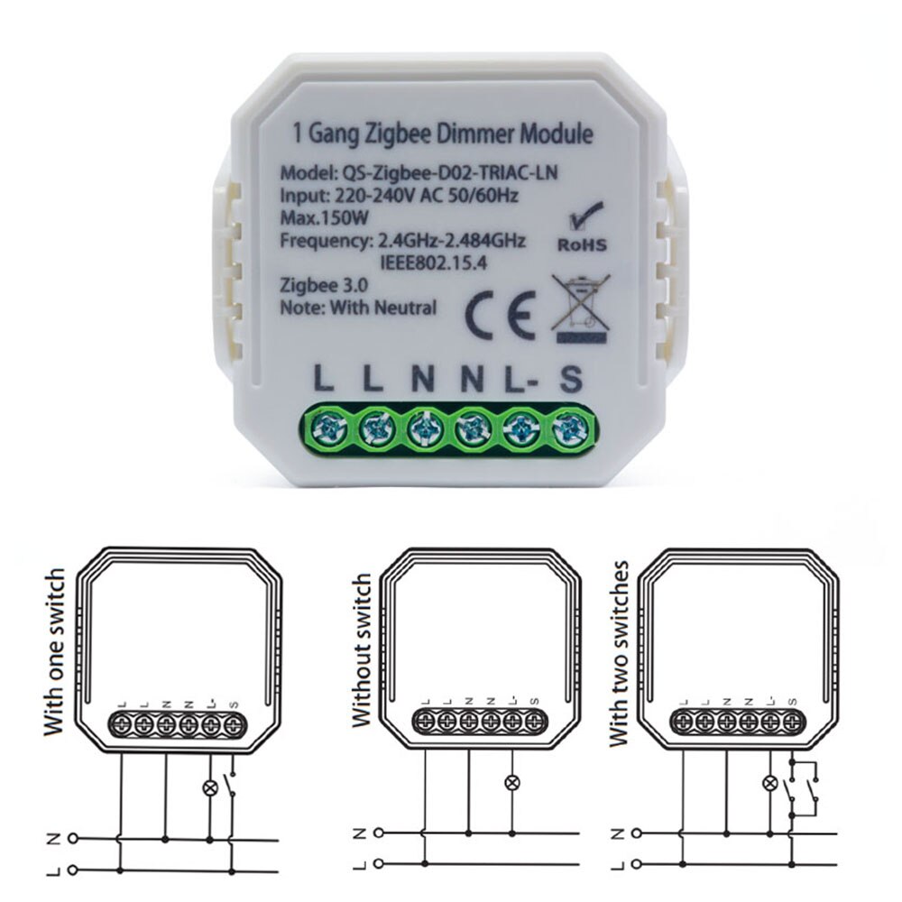 ZigBee 3.0 Smart Dimmer Switch Mini WiFi Smart Light Switch 2 Gang Wireless Control Switch Relay Lonsonho Tuya Module