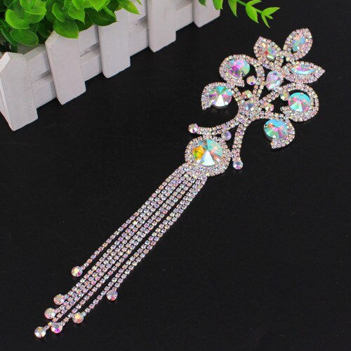 Nuevos parches de cristal brillantes de color AB hechos a mano, exquisitos, apliques de diamantes de imitación cosidos con piedras, cuentas de lentejuelas para cinturón: Silver AB