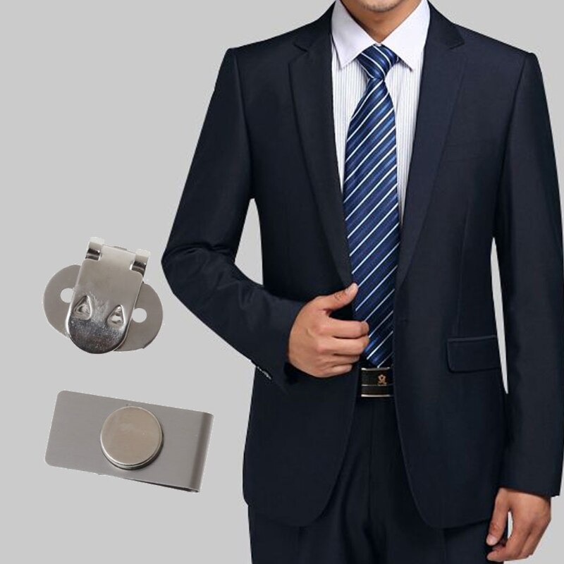 Pince à cravate magnétique pratique Invisible veste de costume pour hommes en acier inoxydable épinglette magnétique garder la cravate en Place