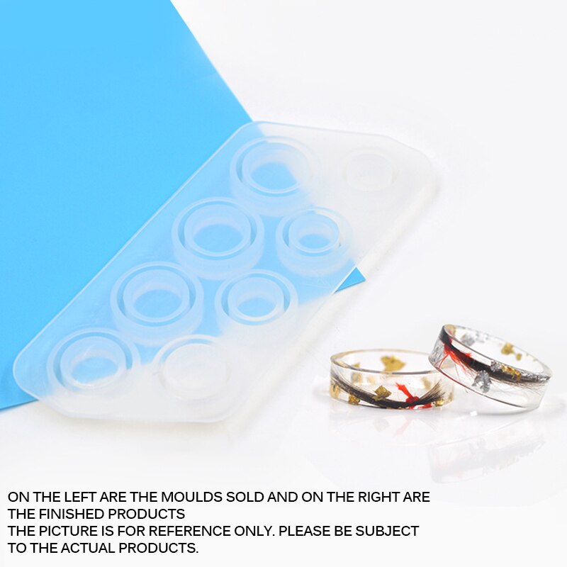 Colección de moldes de anillos planos, herramientas de joyería hechas a mano, moldes de silicona para hacer anillos de joyería DIY para Moldes de resina epoxi de cristal de resina