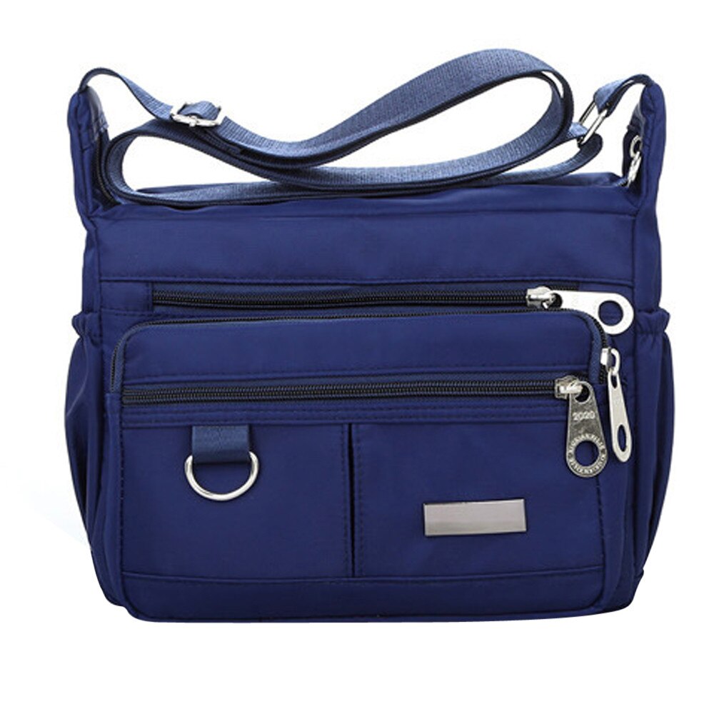 Mulheres cor sólida zíper à prova dnylon água náilon ombro bolsa mensageiro grande capacidade crossbody saco preto vermelho sacos bolsa feminina #30: Dark Blue