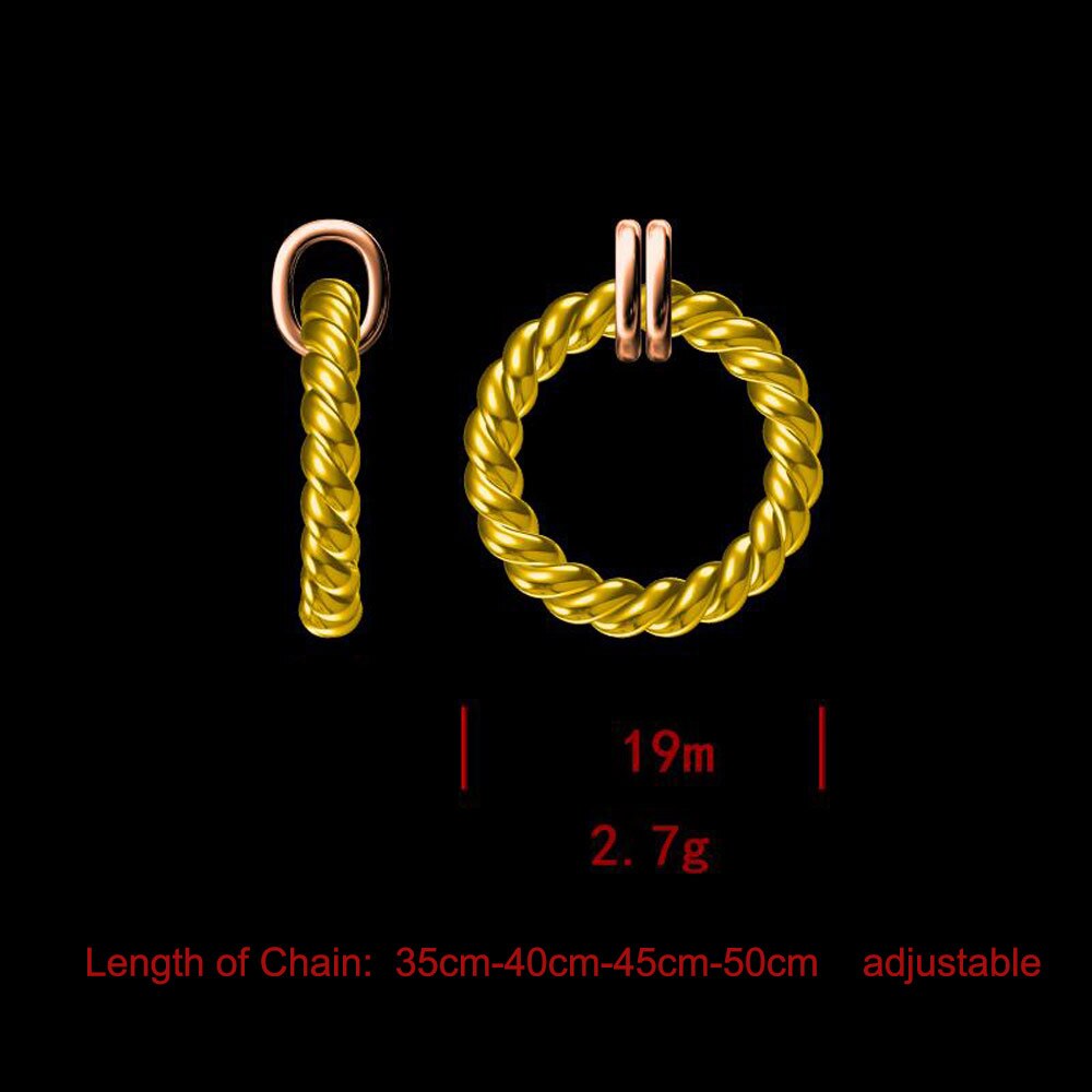 SHADOWHUNTERS Authentic 925-Sterling-Silver Gold Color Twist Circle Pendant Necklace Long Chain Eourope Couple Jewelry